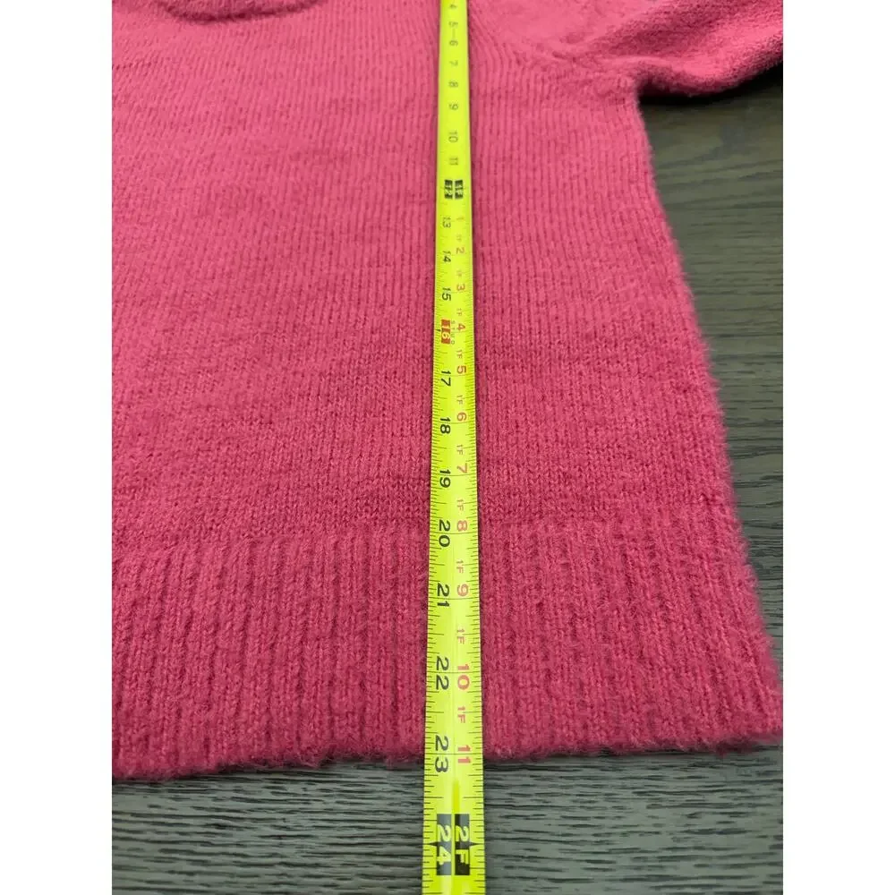 A New Day Fuzzy Knit Sweater XS Bright Pink Crew Neck Pullover NWOT